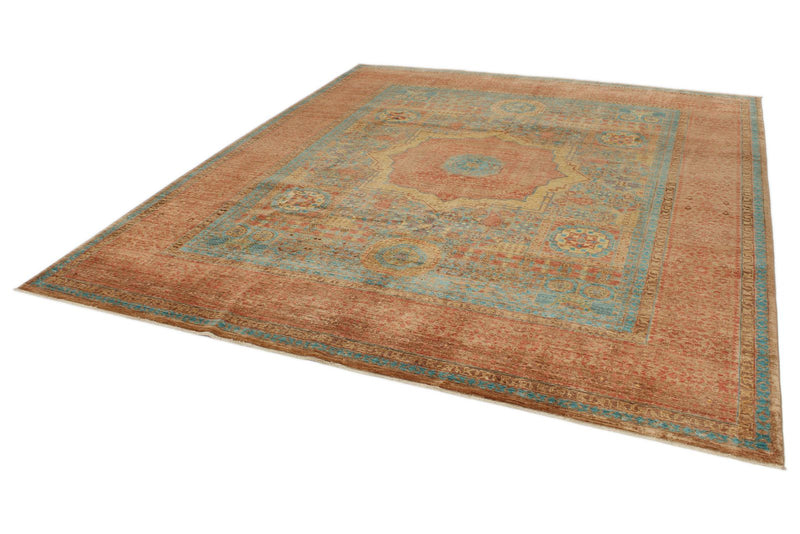 9x10 Light Blue and Light Brown Anatolian Traditional Rug