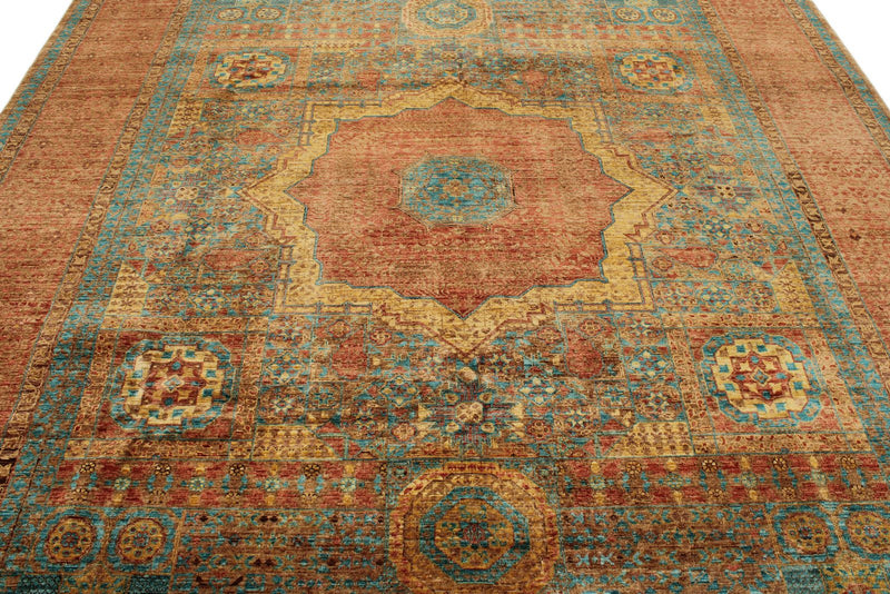 9x10 Light Blue and Light Brown Anatolian Traditional Rug