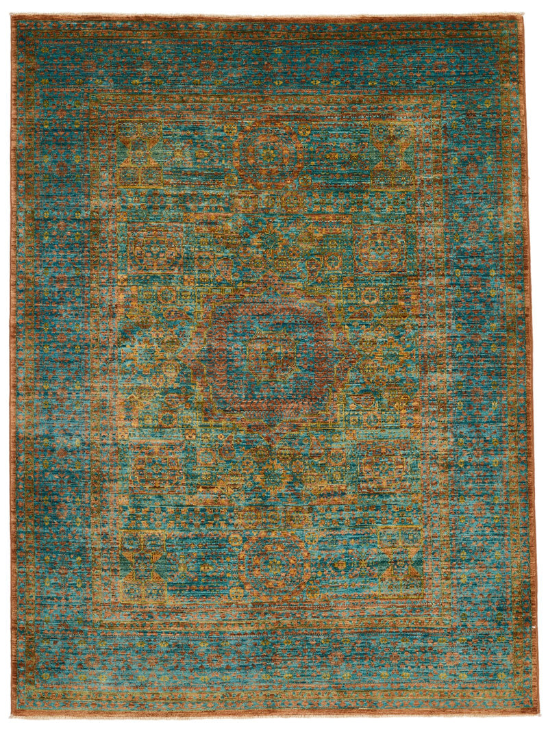 5x7 Brown and Light Blue Anatolian Traditional Rug