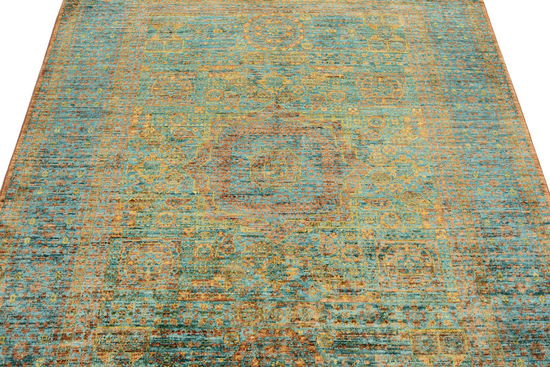 5x7 Brown and Light Blue Anatolian Traditional Rug