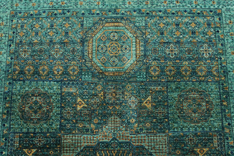 6x8 Green and Light Green Anatolian Traditional Rug