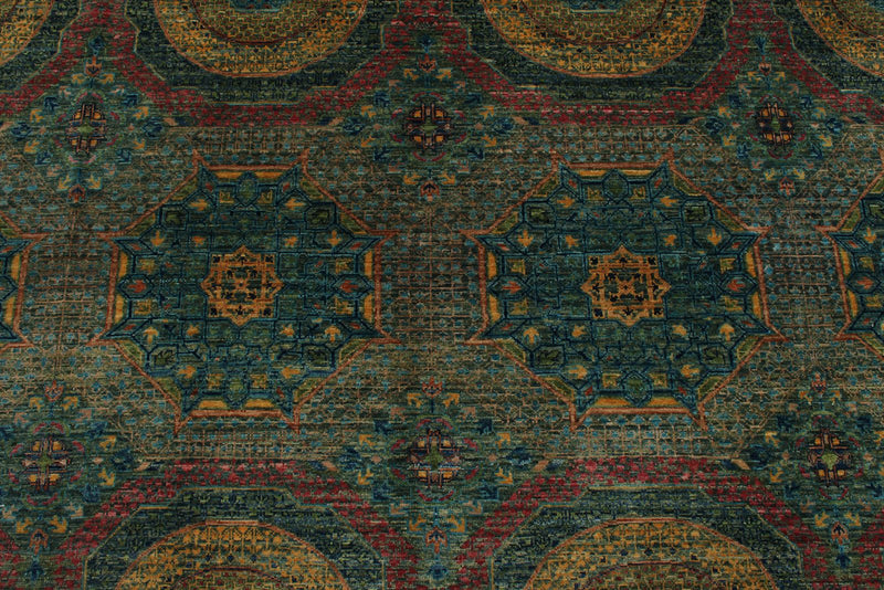 7x10 Light Green and Multicolor Anatolian Traditional Rug