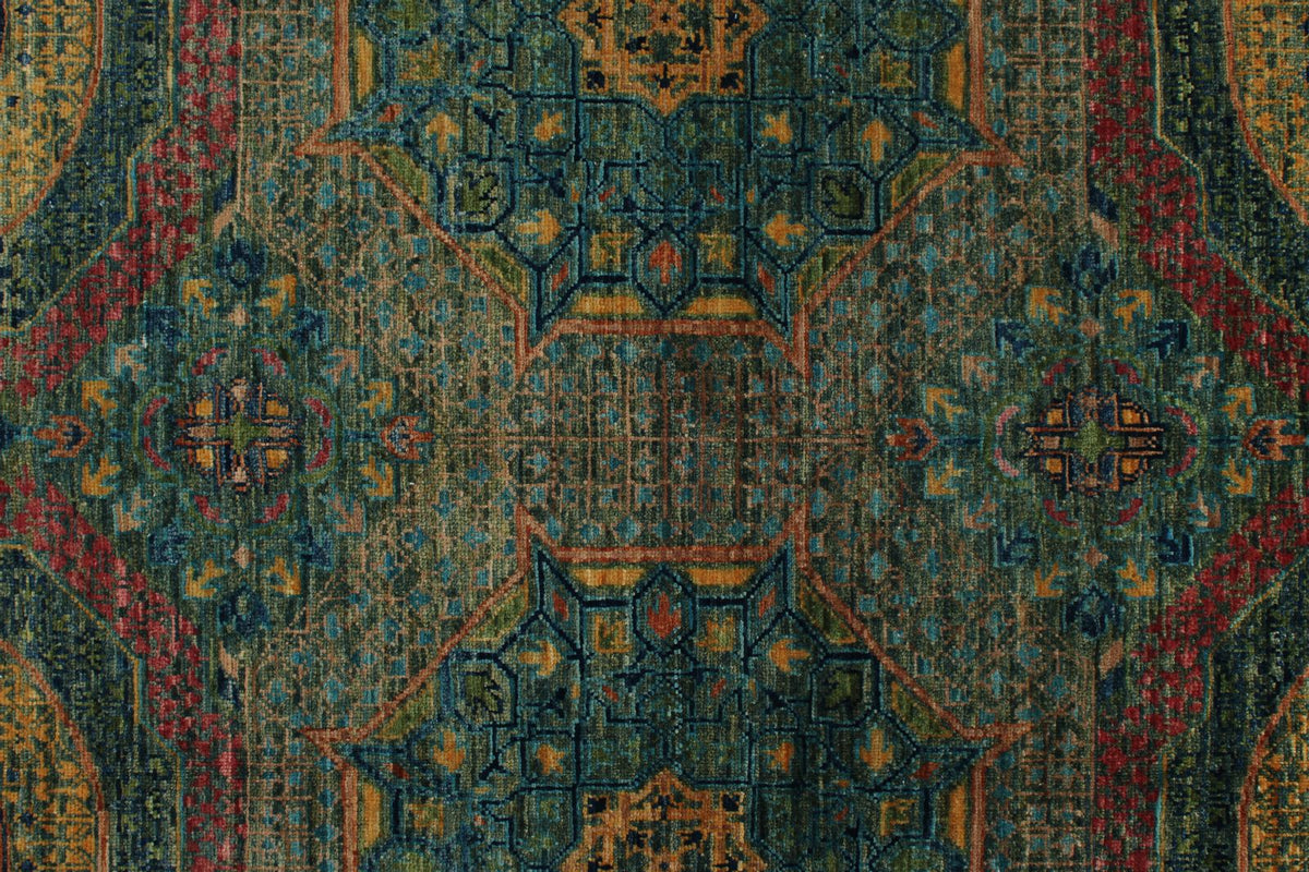 7x10 Light Green and Multicolor Anatolian Traditional Rug