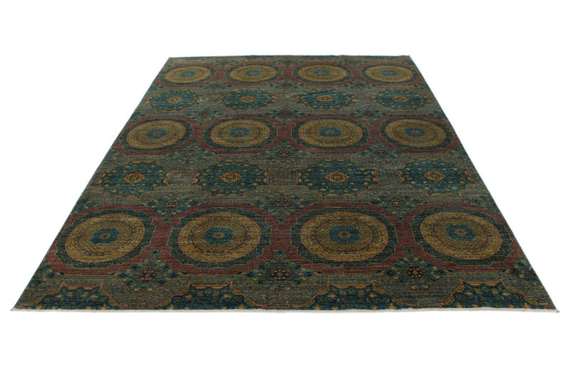 7x10 Light Green and Multicolor Anatolian Traditional Rug