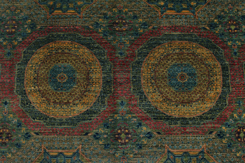 7x10 Light Green and Multicolor Anatolian Traditional Rug