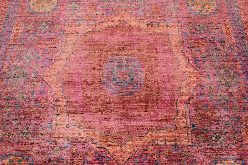 8x11 Pink and Multicolor Anatolian Traditional Rug