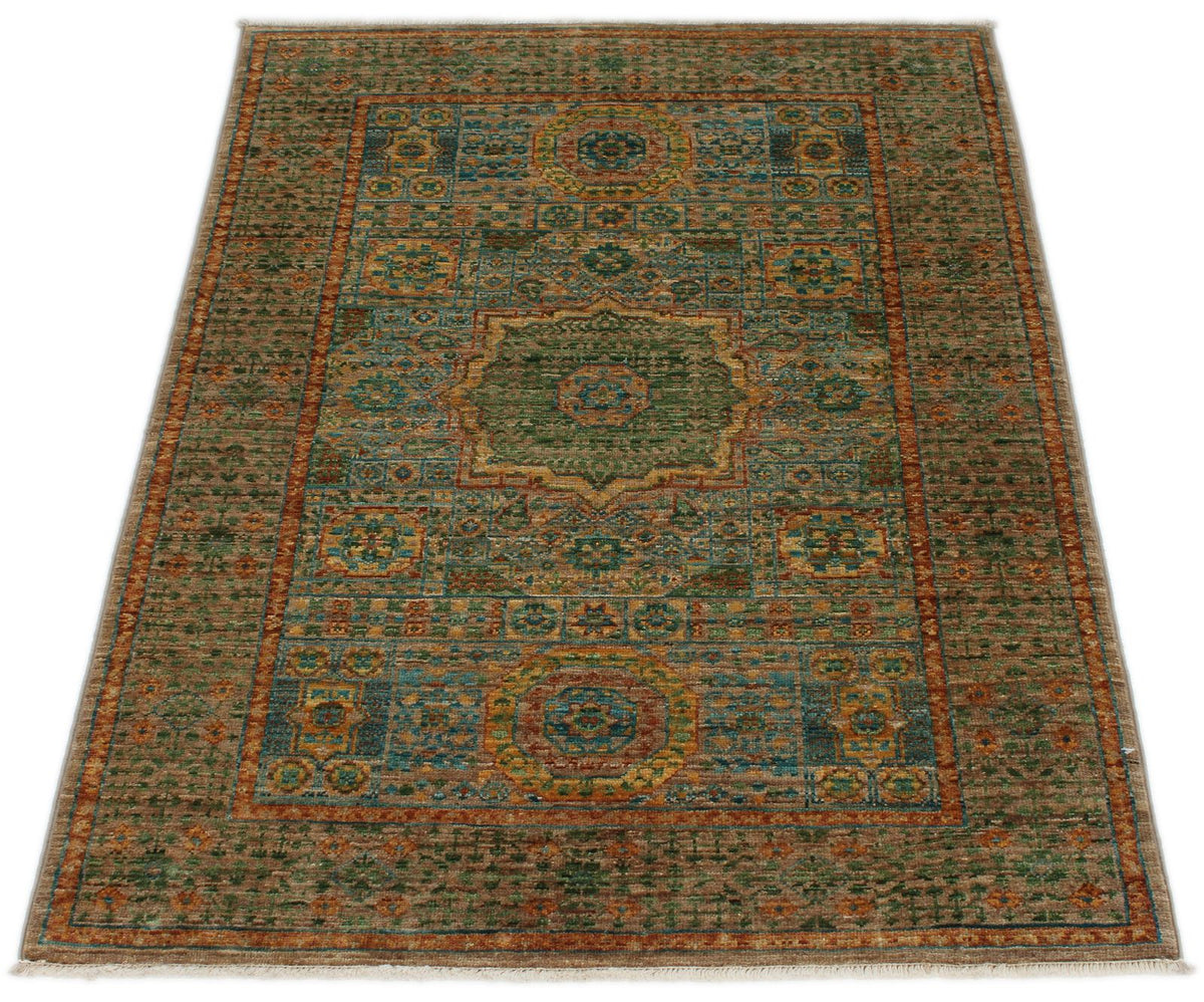 3x4 Green and Multicolor Anatolian Traditional Rug