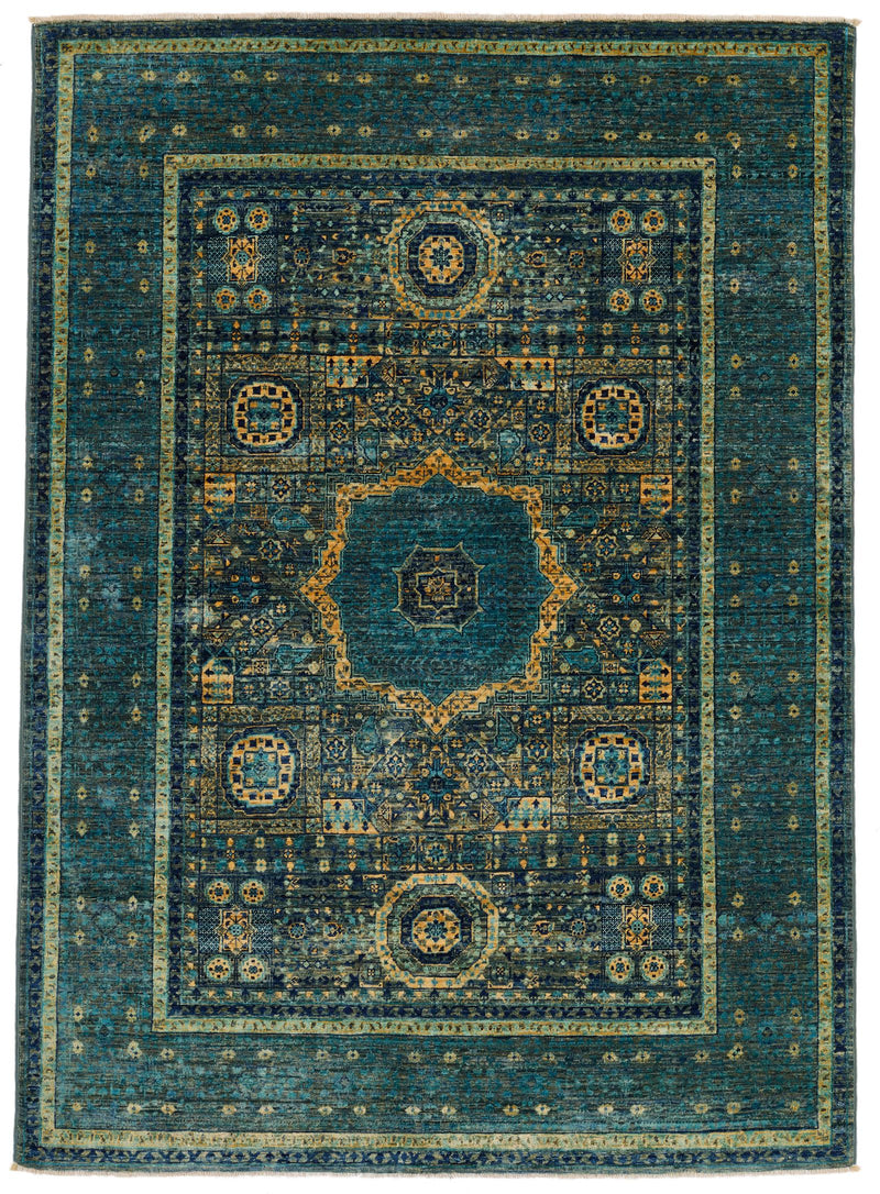 5x7 Gray and Blue Anatolian Traditional Rug