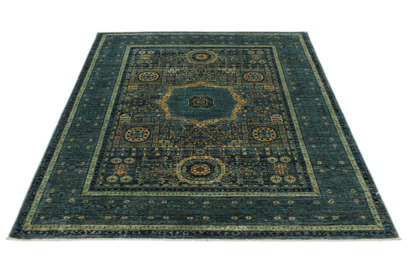 5x7 Gray and Blue Anatolian Traditional Rug