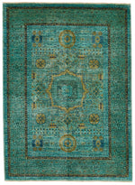 5x7 Green and Multicolor Anatolian Traditional Rug