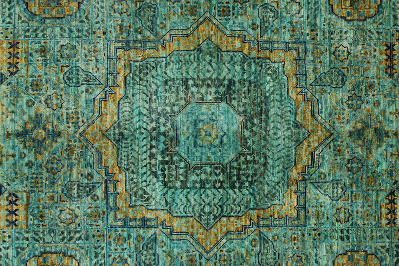 5x7 Green and Multicolor Anatolian Traditional Rug