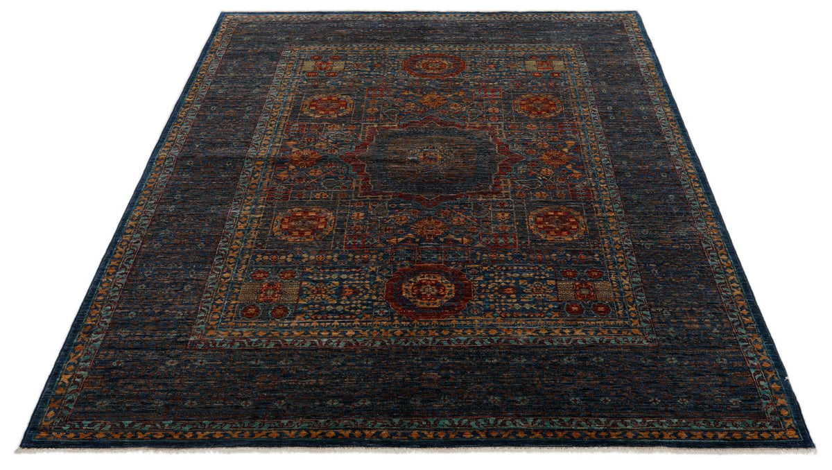 5x7 Multicolor and Blue Anatolian Traditional Rug