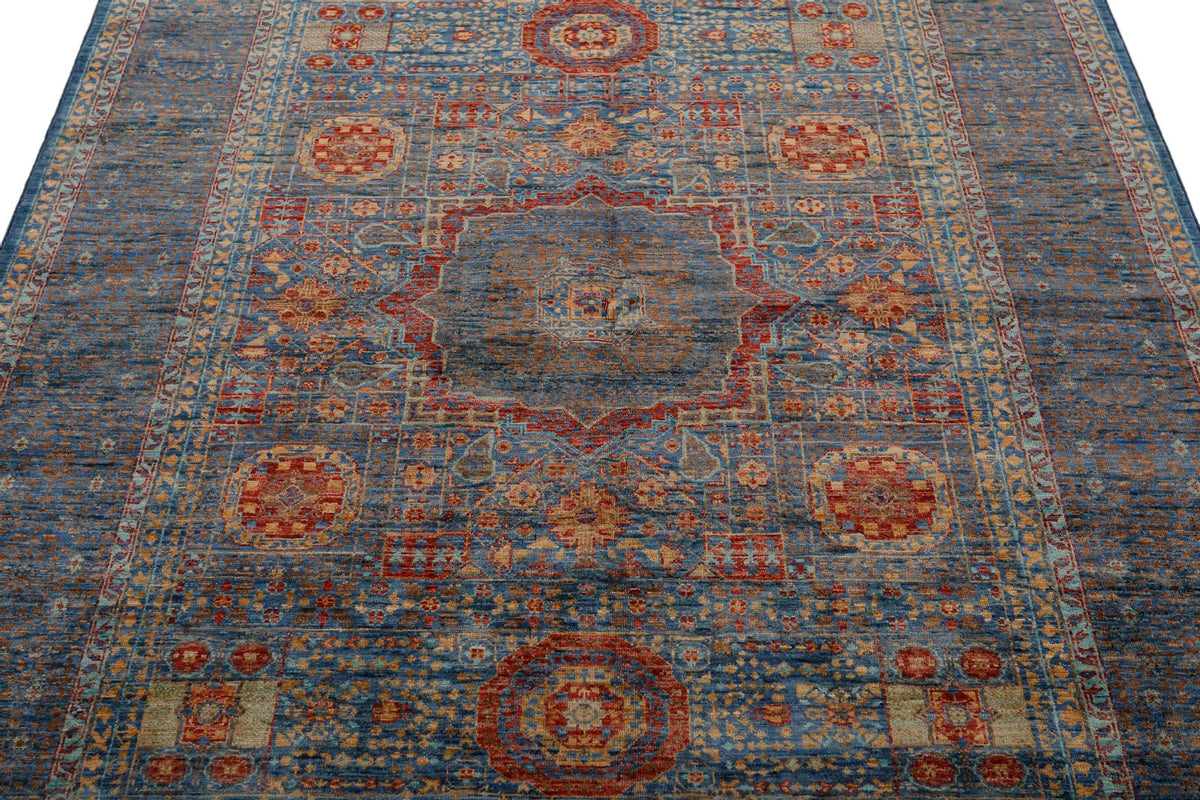 5x7 Multicolor and Blue Anatolian Traditional Rug