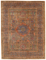 5x7 Brown and Blue Anatolian Traditional Rug