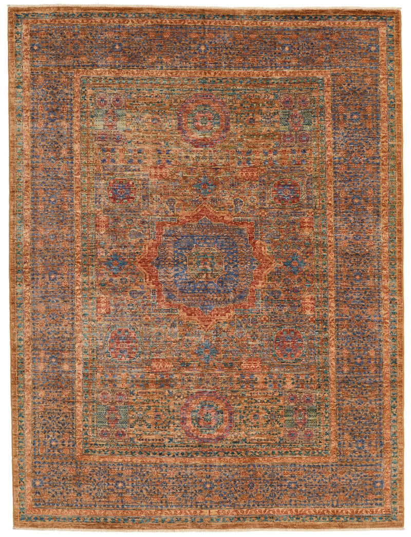 5x7 Brown and Blue Anatolian Traditional Rug