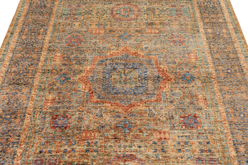 5x7 Brown and Blue Anatolian Traditional Rug