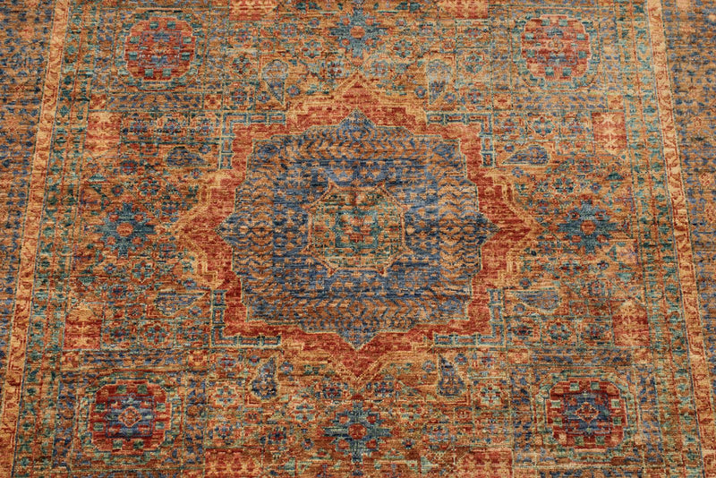 5x7 Brown and Blue Anatolian Traditional Rug