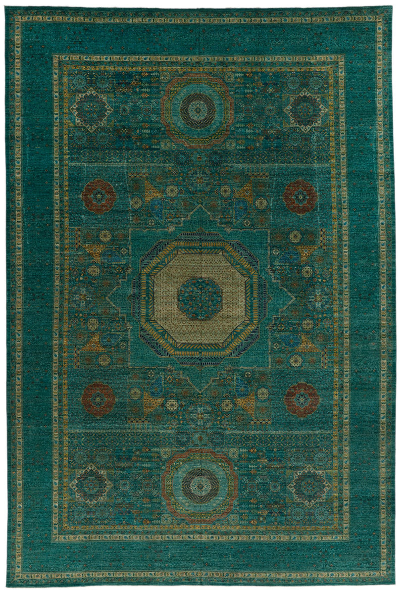 12x17 Turquoıse and Multicolor Anatolian Traditional Rug