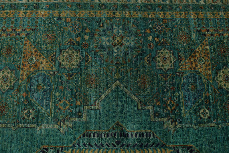 12x17 Turquoıse and Multicolor Anatolian Traditional Rug