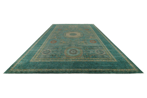 12x17 Turquoıse and Multicolor Anatolian Traditional Rug