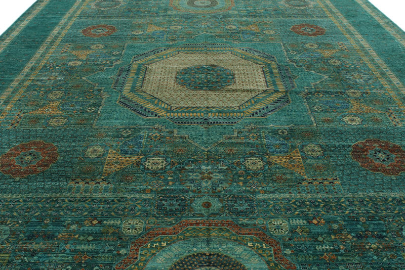 12x17 Turquoıse and Multicolor Anatolian Traditional Rug