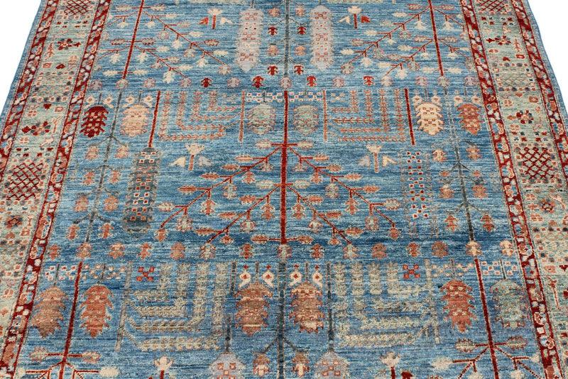 5x7 Light Blue and Light Green Anatolian Traditional Rug