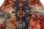 8x10 Navy and Multicolor Anatolian Traditional Rug