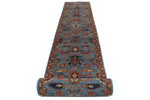 3x26 Light Blue and Red Anatolian Traditional Runner