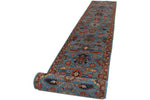 3x26 Light Blue and Red Anatolian Traditional Runner