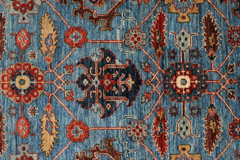 3x26 Light Blue and Red Anatolian Traditional Runner