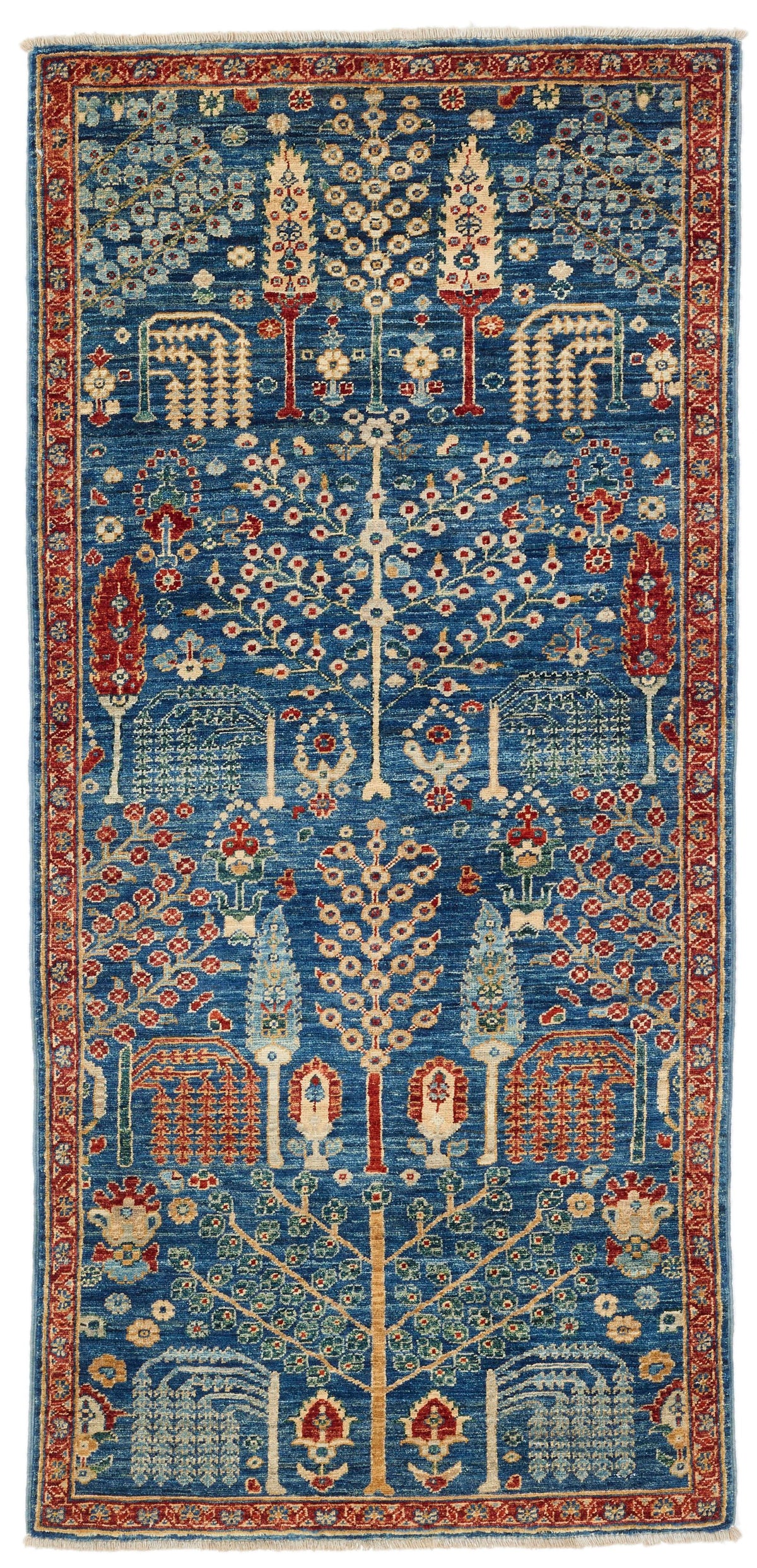 3x6 Blue and Rust Anatolian Traditional Runner