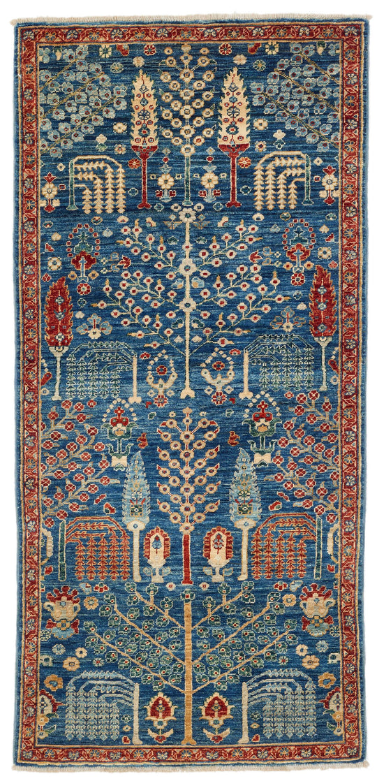 3x6 Blue and Rust Anatolian Traditional Runner