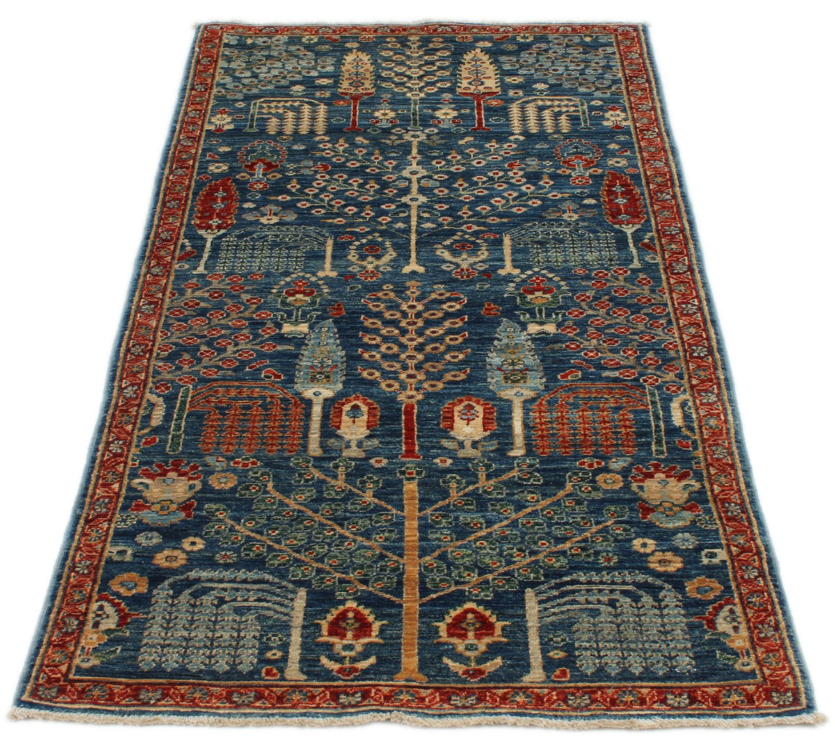 3x6 Blue and Rust Anatolian Traditional Runner