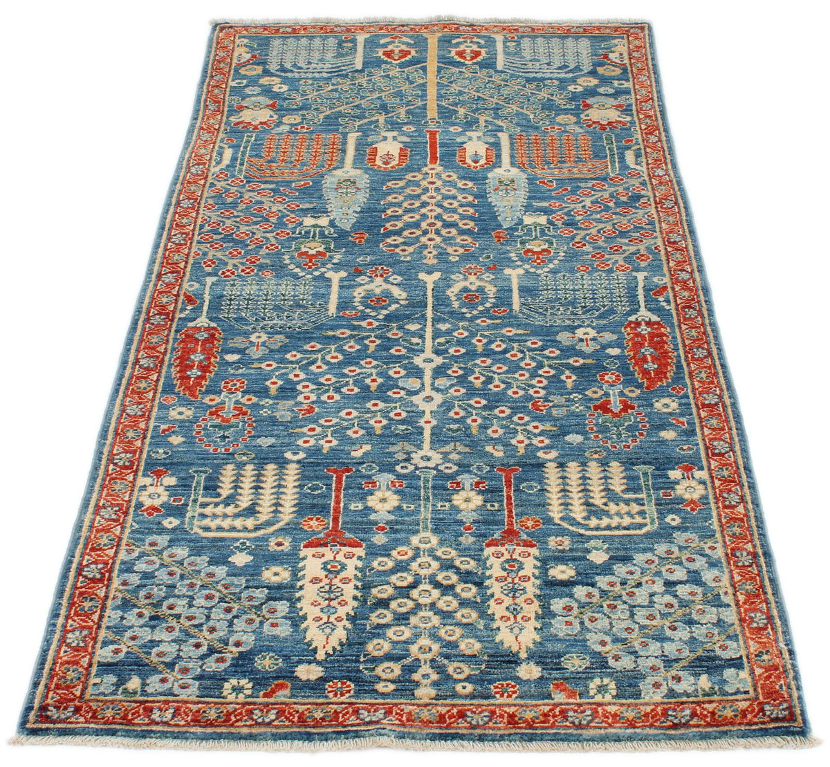 3x6 Blue and Rust Anatolian Traditional Runner