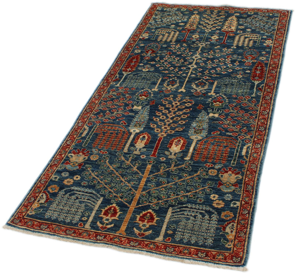 3x6 Blue and Rust Anatolian Traditional Runner