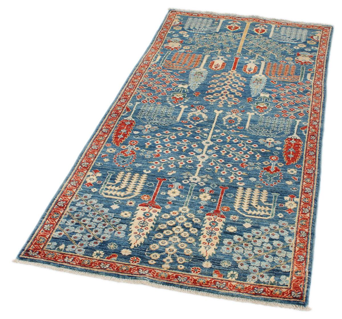 3x6 Blue and Rust Anatolian Traditional Runner