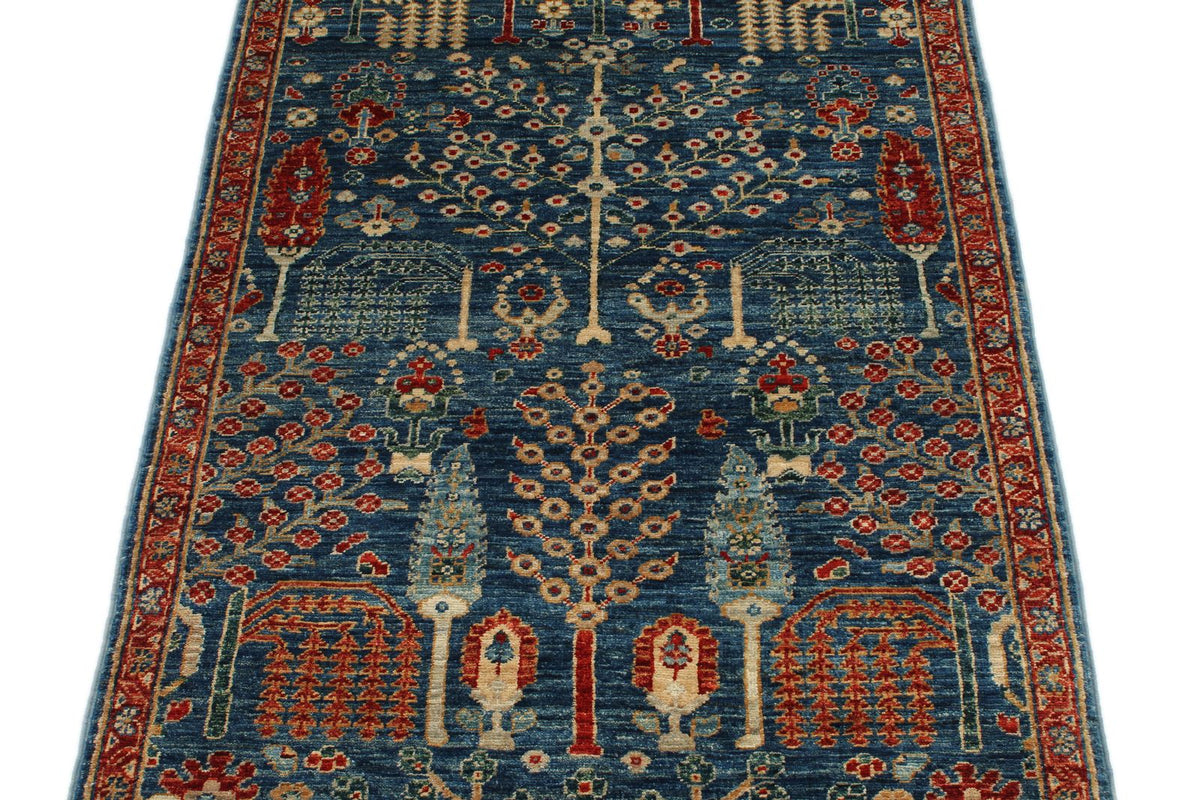 3x6 Blue and Rust Anatolian Traditional Runner