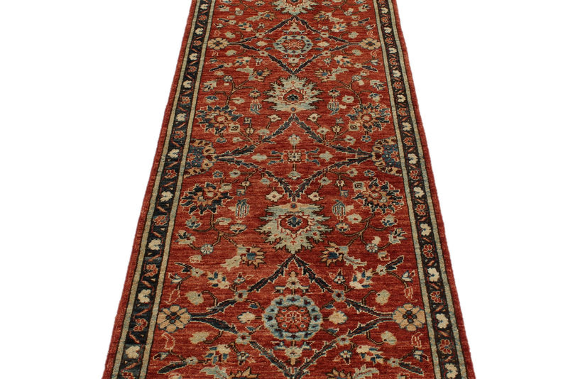 3x8 Rust and Navy Anatolian Traditional Runner