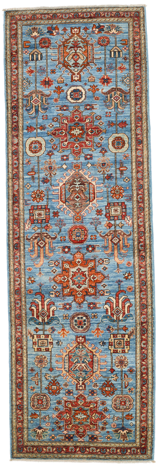 3x8 Blue and Rust Traditional Runner