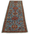3x8 Blue and Rust Traditional Runner