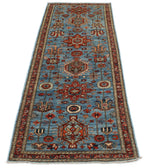 3x8 Blue and Rust Traditional Runner