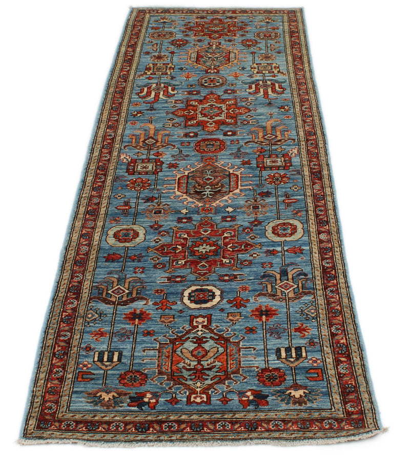 3x8 Blue and Rust Traditional Runner