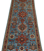 3x8 Blue and Rust Traditional Runner