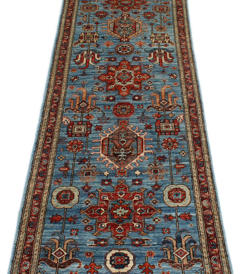 3x8 Blue and Rust Traditional Runner