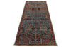 3x8 Light Blue and Rust Traditional Runner
