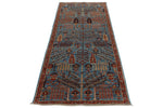 3x8 Light Blue and Rust Traditional Runner