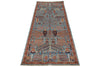 3x8 Light Blue and Rust Traditional Runner