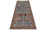 3x8 Light Blue and Rust Traditional Runner