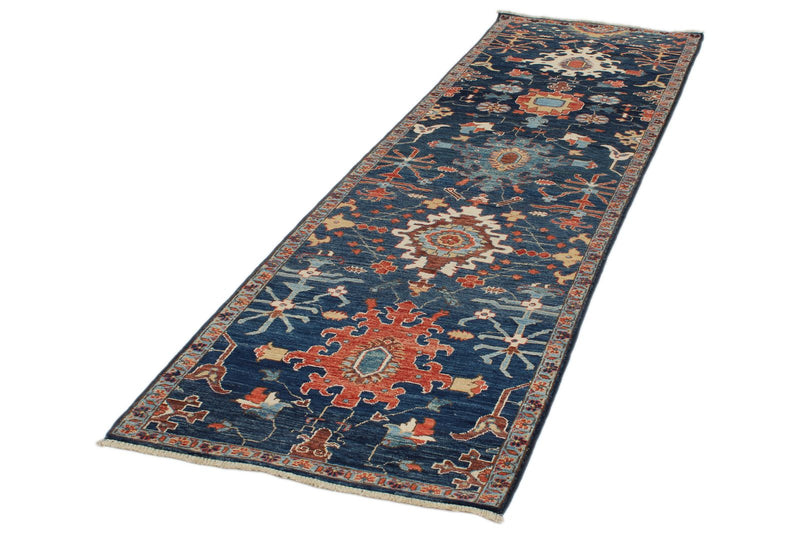 3x10 Navy and Multicolor Anatolian Traditional Runner