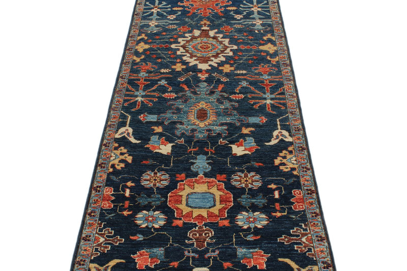 3x10 Navy and Multicolor Anatolian Traditional Runner